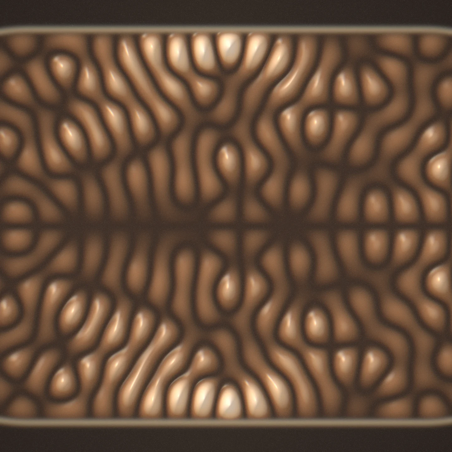 the scar chord at centre crop — the ridge as copper relief