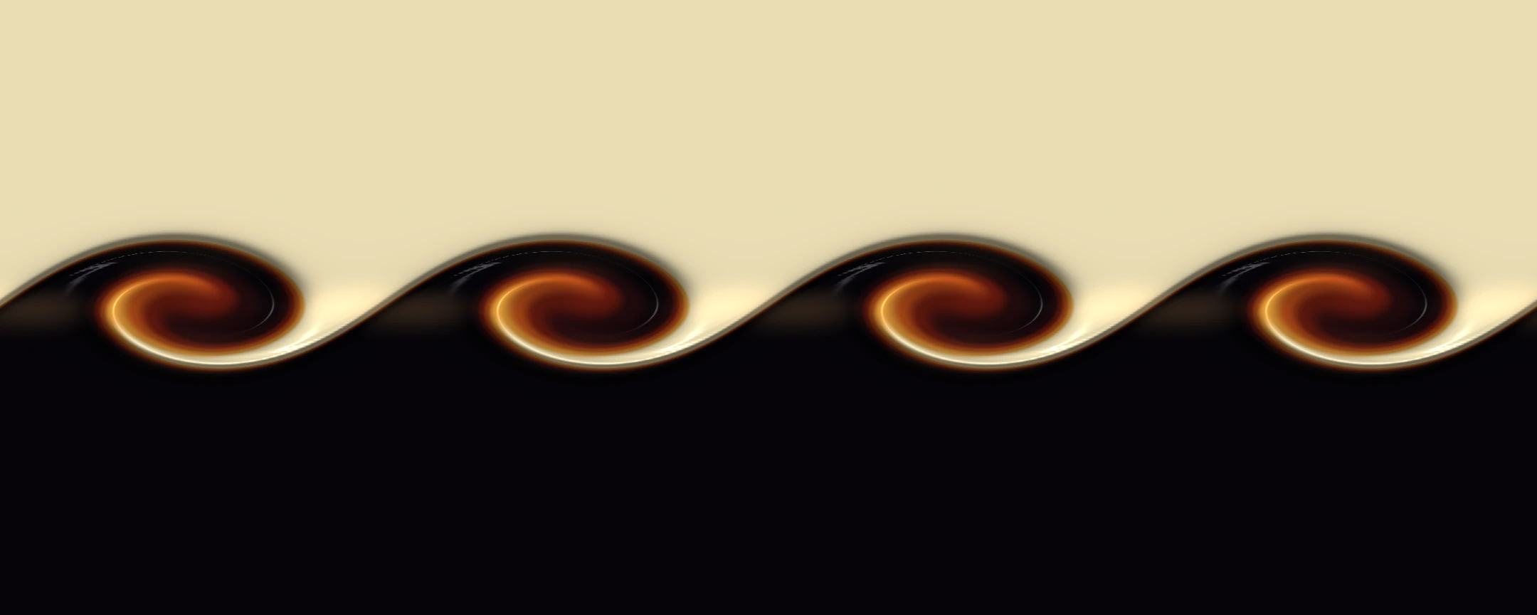 the same state read dark-field — the cores glowing warm