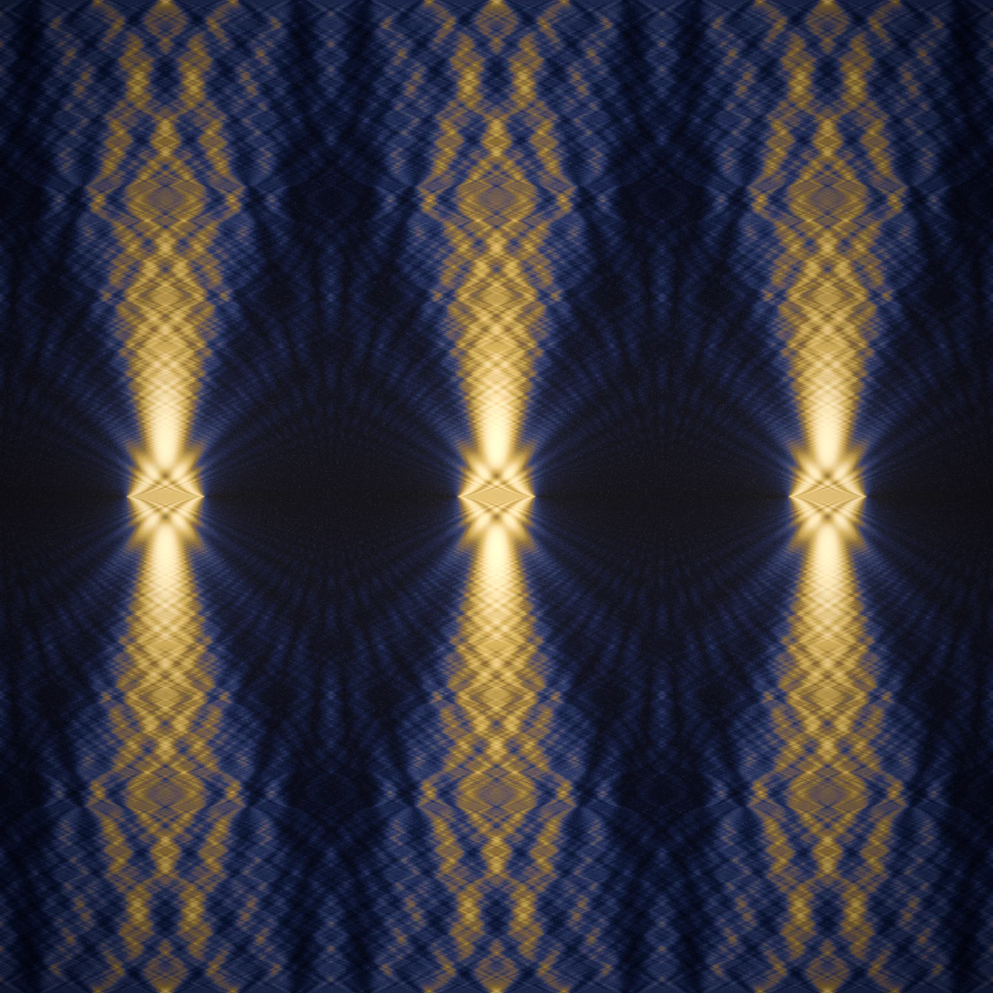 the half-revival band — hourglass cusps where the grating returns shifted by half a period